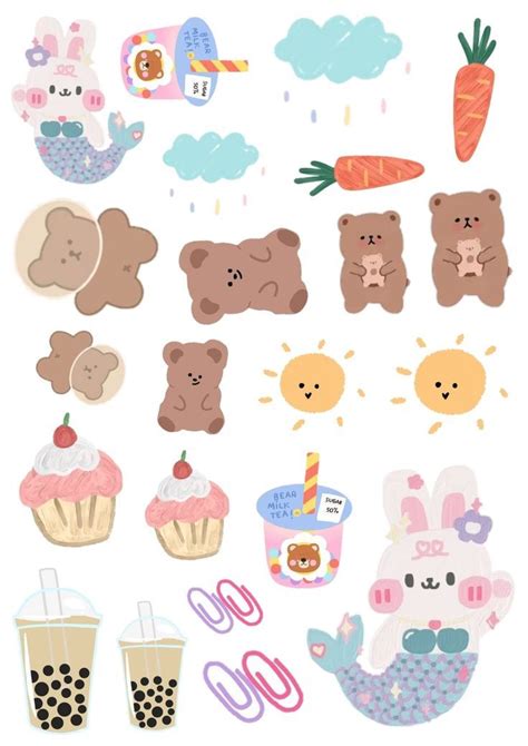 Aesthetic Sticker Pack Template Korean Printable En 2021 Pegatinas Bonitas Pegatinas Kawaii