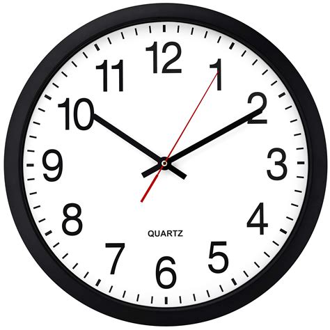 Bernhard Products Black Wall Clock Silent Non Ticking 16 Inch Extra