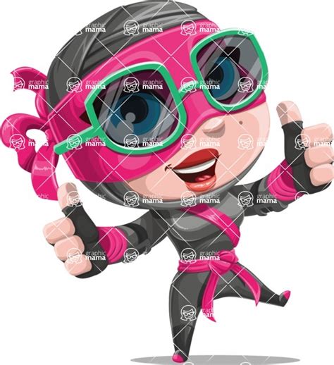 Cute Ninja Girl Cartoon Vector Character Aka Hiroka Sunglasses