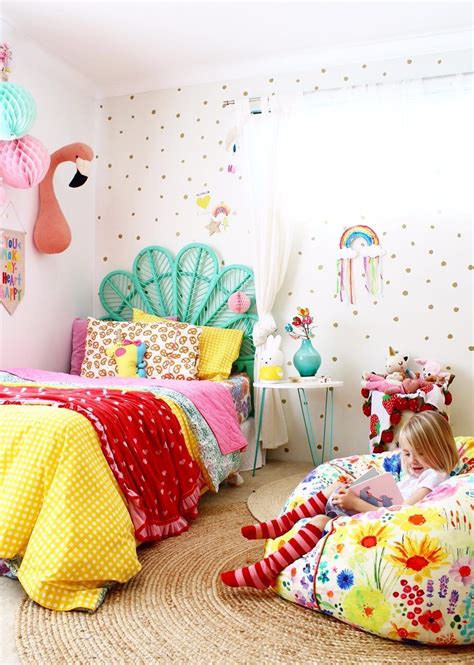 Layer their playful shapes—moon, cactus, cloud, and heart—on top of a larger area rug in a bedroom or playroom. Kids Bedroom Ideas // Rainbow Retreat | Kids bedroom decor ...