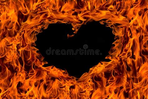 Fire Flame Background Heart Shape Stock Photo Image Of Glowing