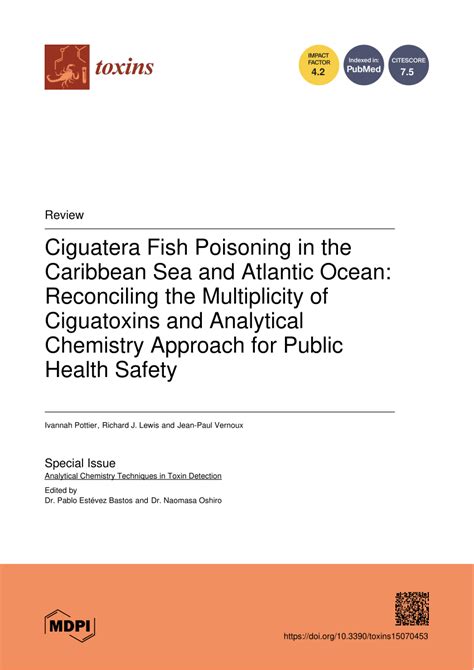 Pdf Ciguatera Fish Poisoning In The Caribbean Sea And Atlantic Ocean