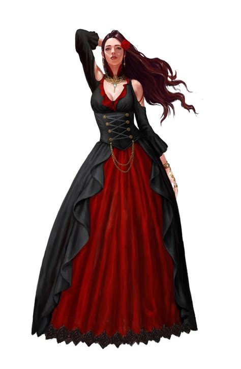 Female Aristocrat Noble Black And Red Dress Pathfinder Pfrpg Dnd Dandd 35 5e 5th Ed D20 Fan