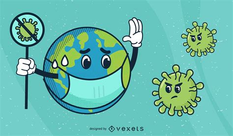 Planet Earth Coronavirus Cartoon Vector Download