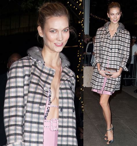 Karlie Kloss With Short Hair Back In Plunging Backless Pink Prada Dress