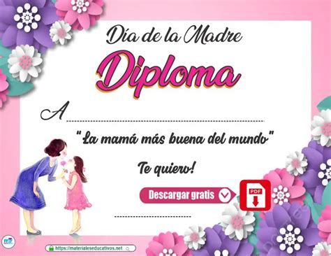 Diploma Para Mamá Día De Las Madres Modelo 5 Materiales Educativos