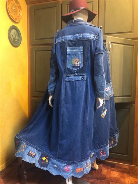 Long Patchwork Denim Dustercoat Upcycled Refashioned Etsy In 2021