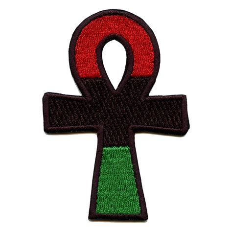 pan african colors ankh egyptian cross embroidered iron  patch