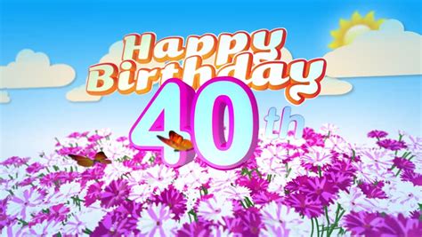 Happy 40th Birthday Title Seamless Looping Animation For Presentation