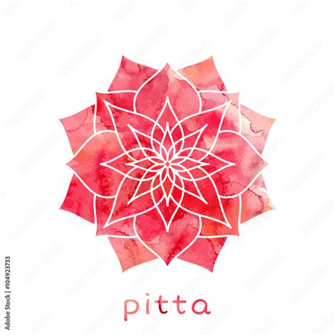 Pitta Dosha Abstract Symbol With Watercolor Texture In Vector