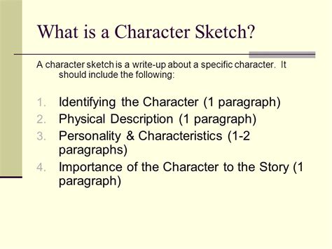 Paragraph By Character Sketch Sample Character Sketch Examples For
