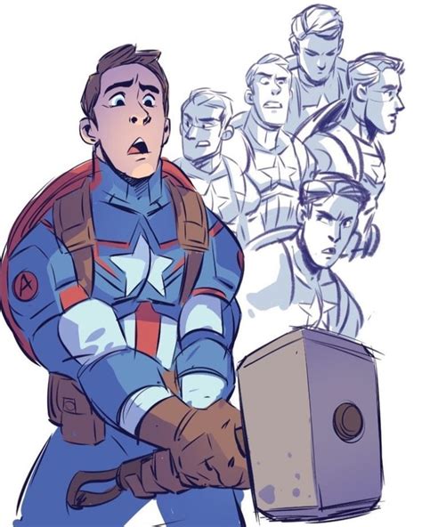 Captain America Wielding The Mjolnir Marvel Superheroes Marvel