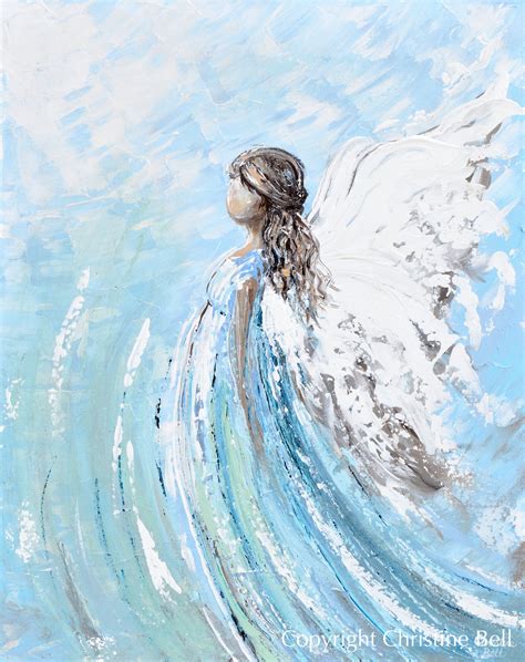 Giclee Print Angel Painting Modern Guardian Angel Decor Spiritual Art