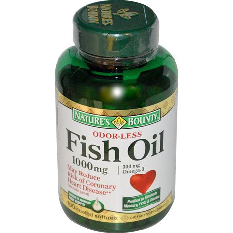 Natures Bounty Odorless Fish Oil Omega 3 1000 Mg 100 Softgels
