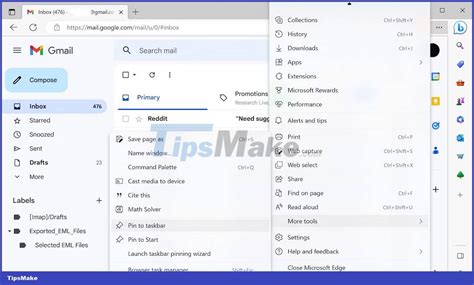 Как закрепить Gmail на панели задач на ПК с Windows Snaptik