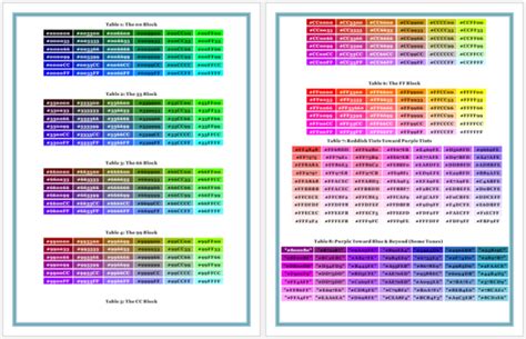 Free Html Color Code Charts Word Pdf