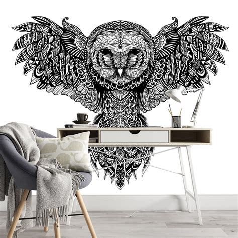 Mystical Owl Removable Wallpaper Cool Spiritual Wall Cling Etsy