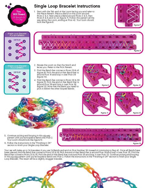 Manual Step By Step Rainbow Loom Instructions Printable Rubber Bands C