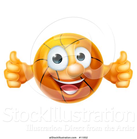 Vector Illustration Of A Cartoon Happy Basketball Character Holding Two