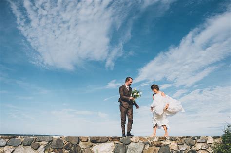 Windswept Bride And Groom At Seacoast Science Center Wedding In Rye Nh