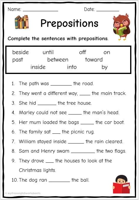 Prepositions In Sentences Worksheets Free English Worksheets
