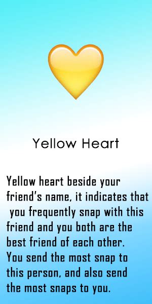 Snapchat yellow heart meaning. The yellow heart meaning is that of a joyous, jovia, cherishable and friendship kind of love.
