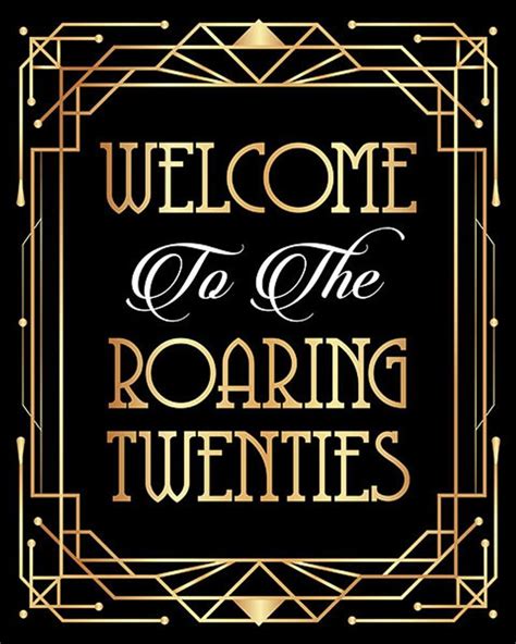 Welcome To The Roaring 20s Sign Printable Jpeg Files Great Etsy