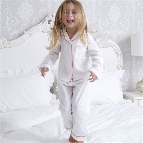 Personalised Girl S White And Pink Cotton Pyjama S By Mini Lunn