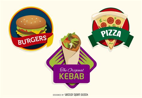 Kit Containing 3 Fast Food Logos It Features Burgers Kebab And Pizza Suitable For Any Food