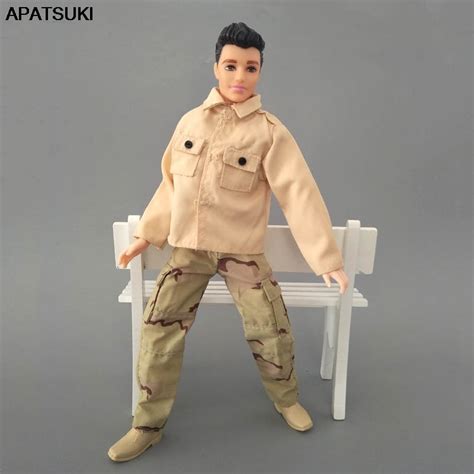 1set Cosplay Army Soldier 16 Male Doll Clothes Beige Shirt And Pants For