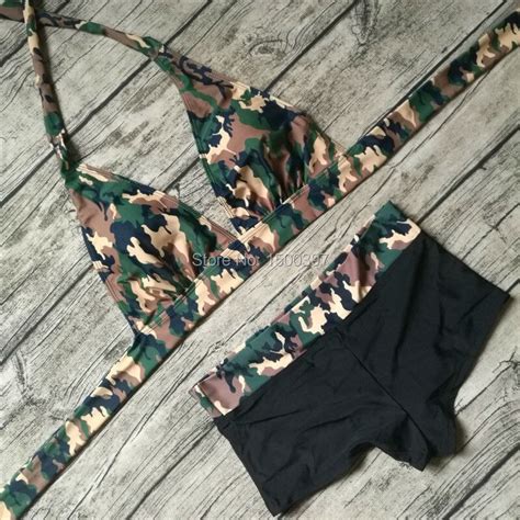 2017 Halter Top Bandage Women Bikini Set Marine Corps Camouflage Swimwear Army Swimsuit Push Up