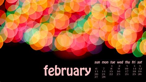 February Calendar Colorful Circles Bokeh Background Hd February
