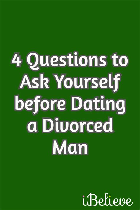 Check out these 40 speed dating questions to ask a guy and you'll have no problem figuring out if he's a hit or miss in a matter of minutes. 4 Questions to Ask Yourself before Dating a Divorced Man ...