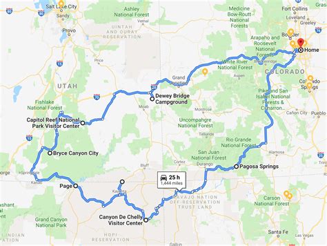 Road Trip Map Of Utah National Parks