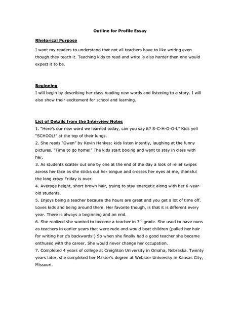 Business Paper Example Of A Profile Essay