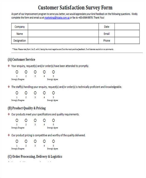 Free 8 Printable Survey Forms In Pdf Ms Word