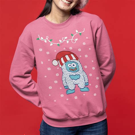 Cute Yeti Pink Christmas Sweater Girls Warm Fun And Unique