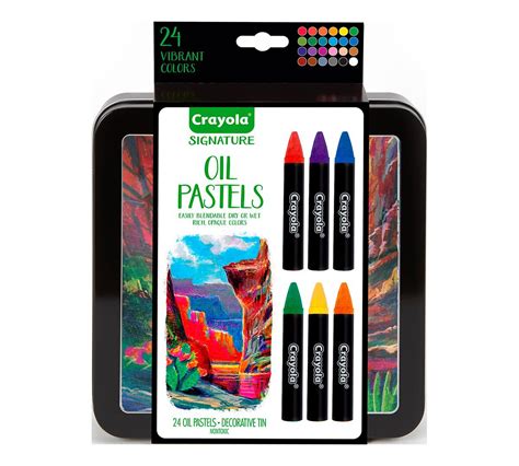 Crayola Signature Oil Pastels 24 Ct Water Soluble Storage Tin