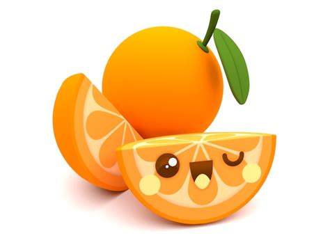 Premium Photo Cute And Happy Orange Fruit Kawaii 3d Cartoon Character