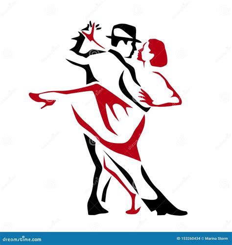Tango Dancing Logo Set Couple Man And Woman Vector Illustration Logo