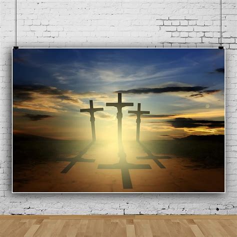 buy nihilar 10x8ft jesus christ cross photography backdrop clouds sky sunset landscape