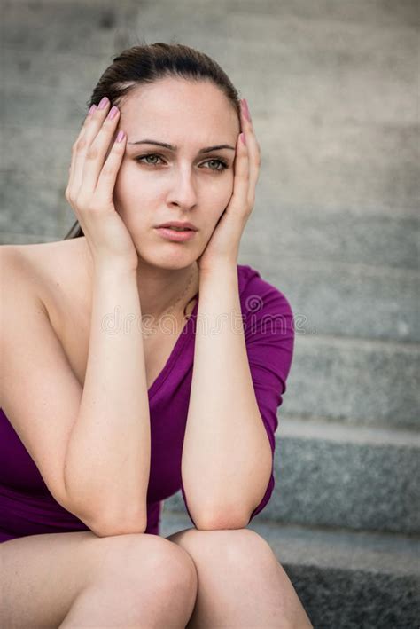 big problems worried woman stock image image of headache hands 28398017