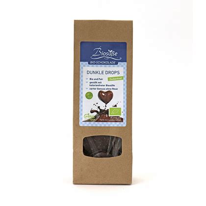 Biosüsse Bio Schokolade Dunkle Drops zuckerfrei 100g Hello Vegan