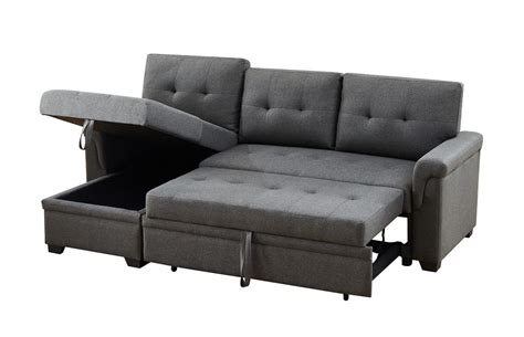 see notes eafurn 84”w reversible sectional sleeper couch with storage pull out sofa bed
