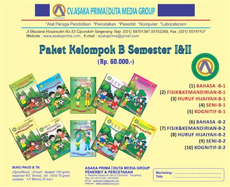 Buku Tkpaud Penerbit Asaka Prima Paket Paud Dan Buku Tk Buku