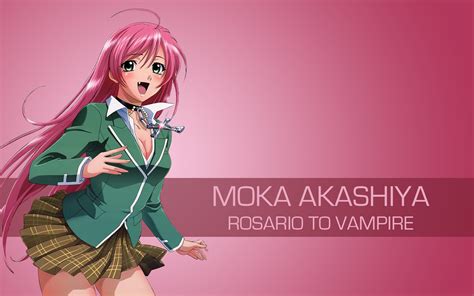 Wallpaper Illustration Anime Girls Cartoon Pink Rosario Vampire Akashiya Moka Clothing