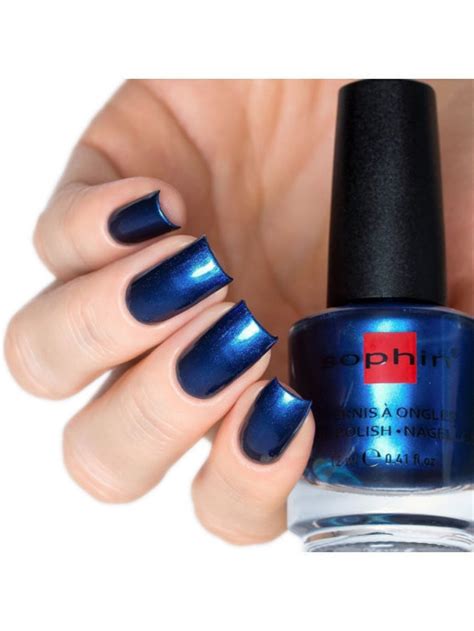 Deep Blue Shimmer Nail Polish Sophin 0366 Dark Blue Lacquer Etsy