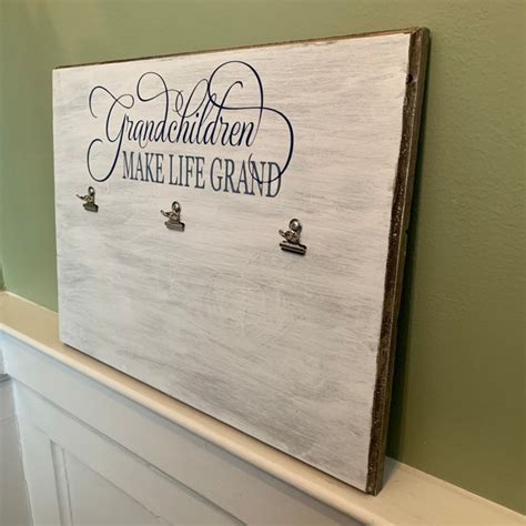 Grandchildren Make Life Grand Wood Photo Clip Sign Etsy