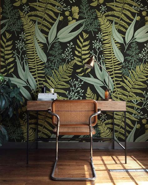 Botanical Greenery Peel And Stick Wallpaper Fern Wallpaper Etsy