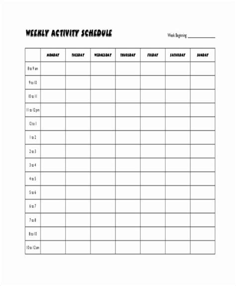 Work Out Schedule Templates Awesome Blank Workout Schedule Template 8